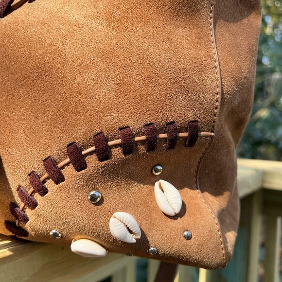 Ashro Western Boho Suede Satchel Bag – 17x10” Shoulder & Crossbody Purse - Picture 3 of 15